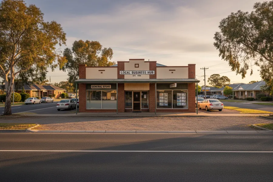 Modern commercial premises exterior at dusk